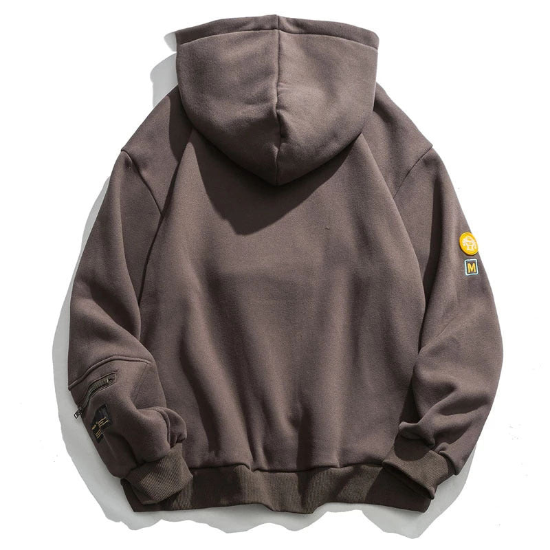 Smiley Face Patchwork Fleece Hoodie