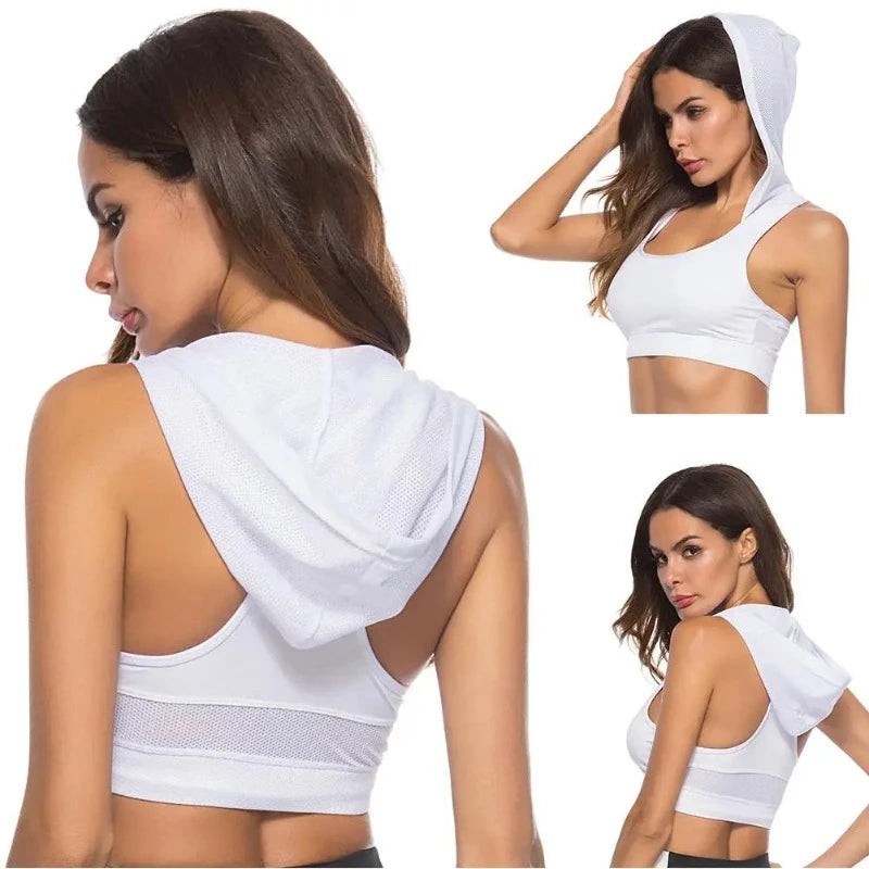Confidence Booster: Quick-Dry Racerback Yoga Hooded Crop Top
