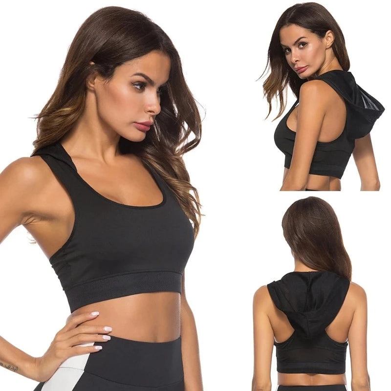 Confidence Booster: Quick-Dry Racerback Yoga Hooded Crop Top