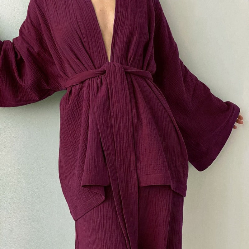 Awaken Your Inner Goddess: Luxurious 100% Cotton Kimono Pjs
