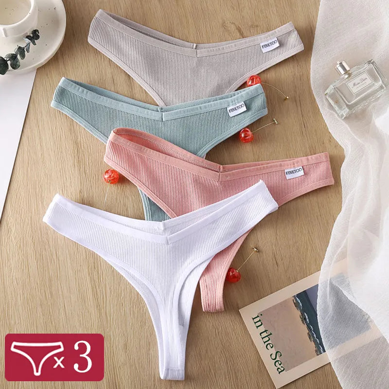 The Perfect Base: Women's Cotton G-String Thongs (Pack Of 3)