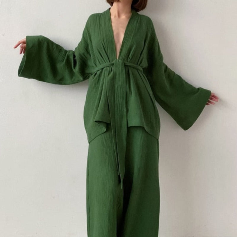 Awaken Your Inner Goddess: Luxurious 100% Cotton Kimono Pjs