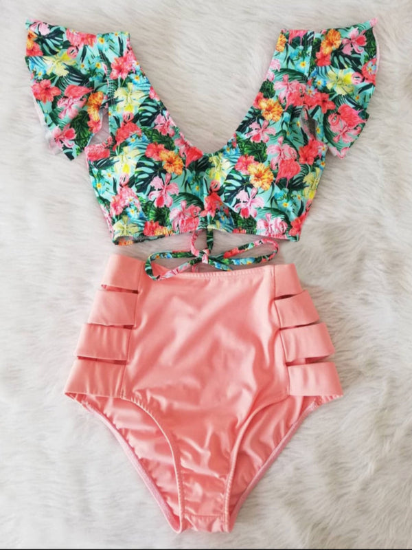 High Waist Ruffle Bikini Set