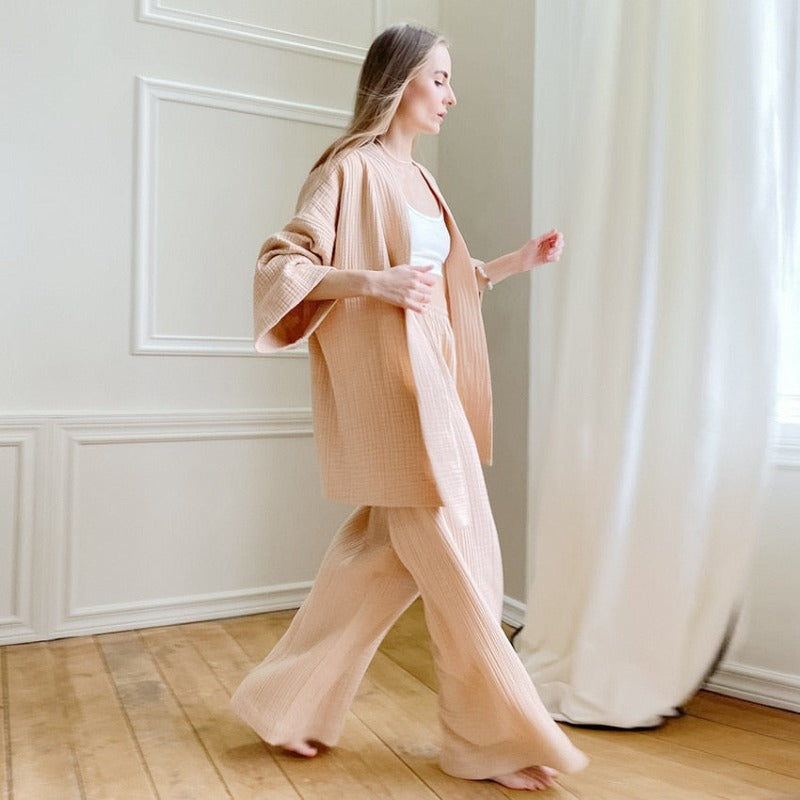 Awaken Your Inner Goddess: Luxurious 100% Cotton Kimono Pjs