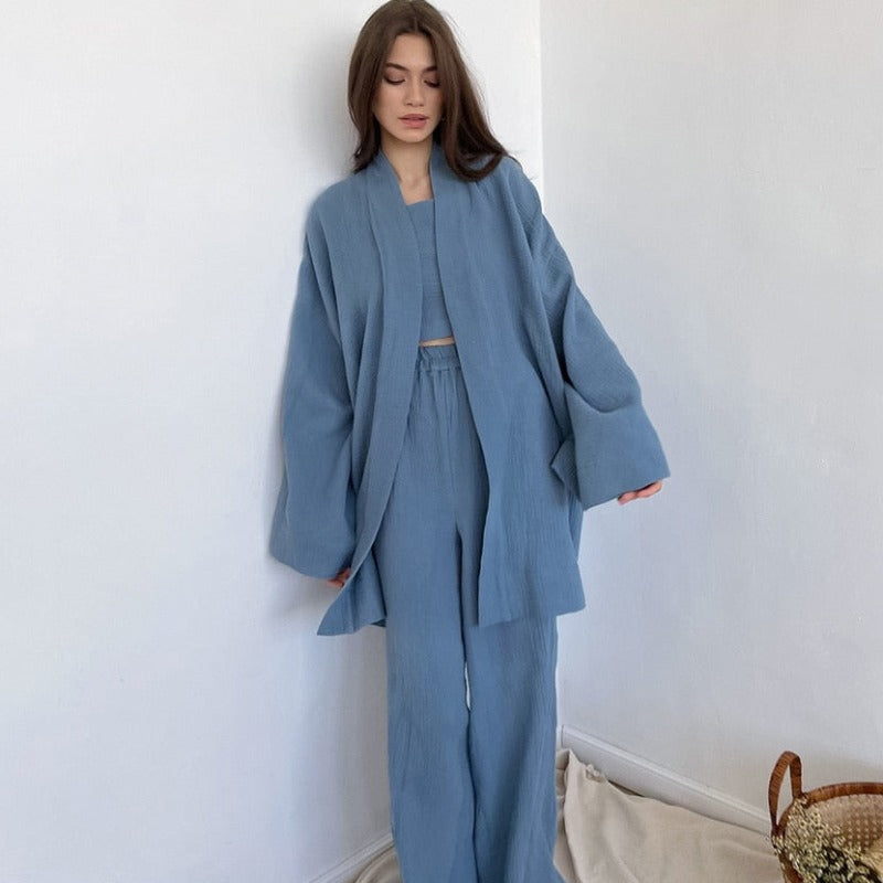 Awaken Your Inner Goddess: Luxurious 100% Cotton Kimono Pjs