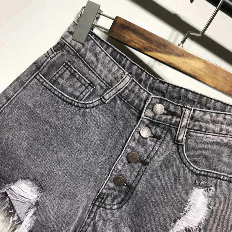 Breezy & Bold: A-Line Ripped Denim Shorts