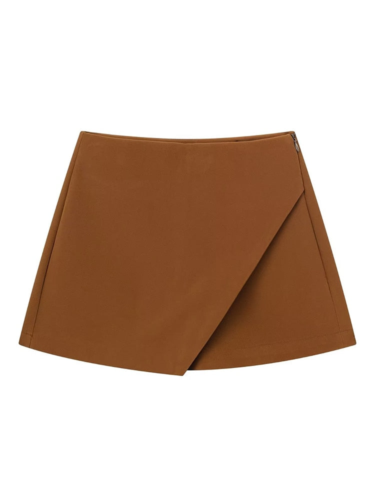 Versatile & Stylish SKORT: High Waist, Back Pockets & Side Zipper