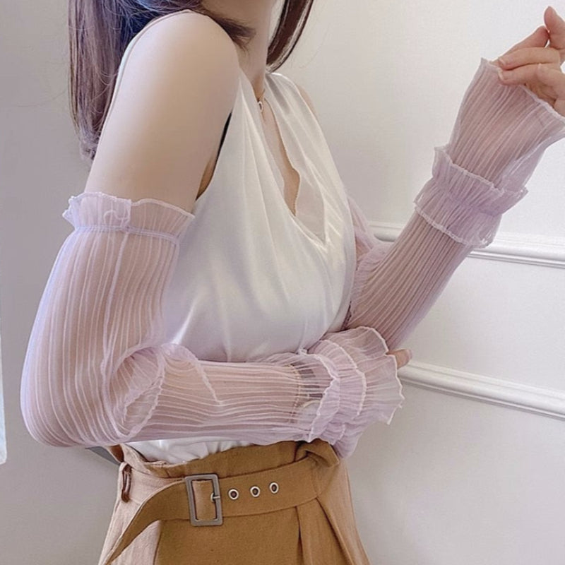 Sun Protection Lace Fingerless Full Arm Coverage