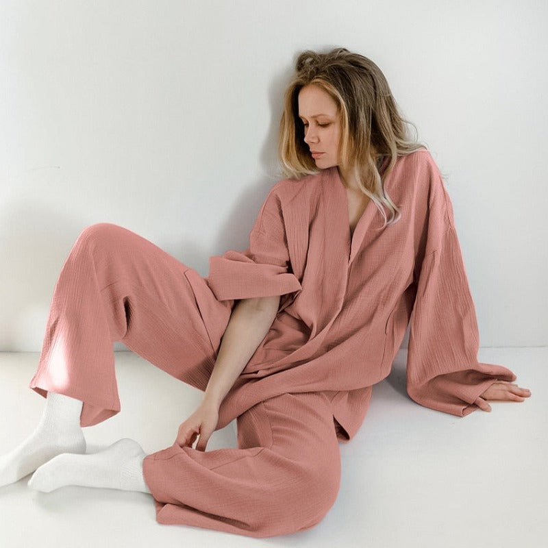 Awaken Your Inner Goddess: Luxurious 100% Cotton Kimono Pjs