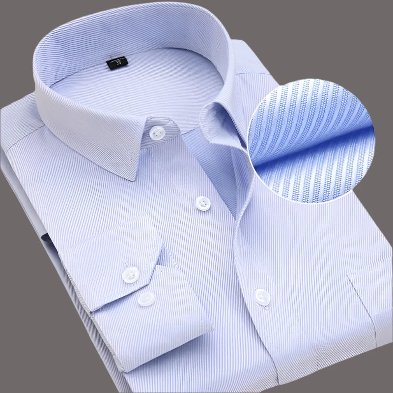 All-Season Comfort: Men's Plus Size Slim Fit Dress Shirt