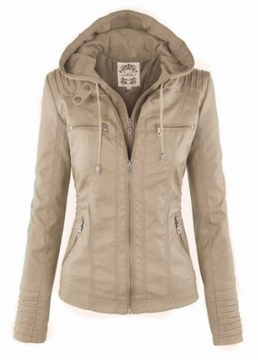Gothic Faux Leather Removable Hoodie Jacket