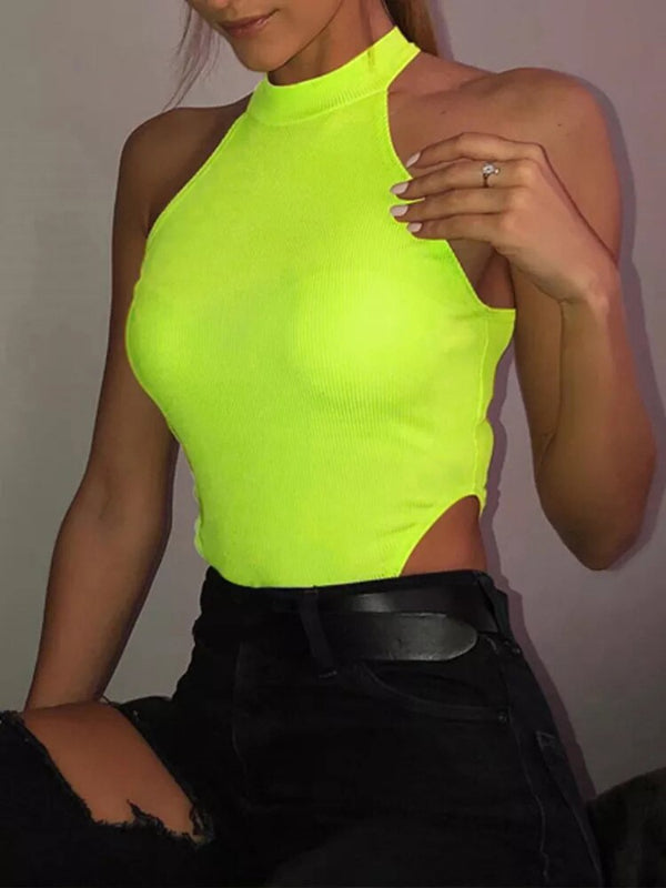 High Slit Bodysuit: Solid Color, Comfortable Design