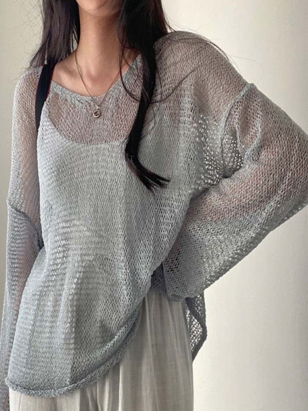 Effortless Edge: Oversize Hollow Out Pullover (Soft Fabric, Everyday Wear)