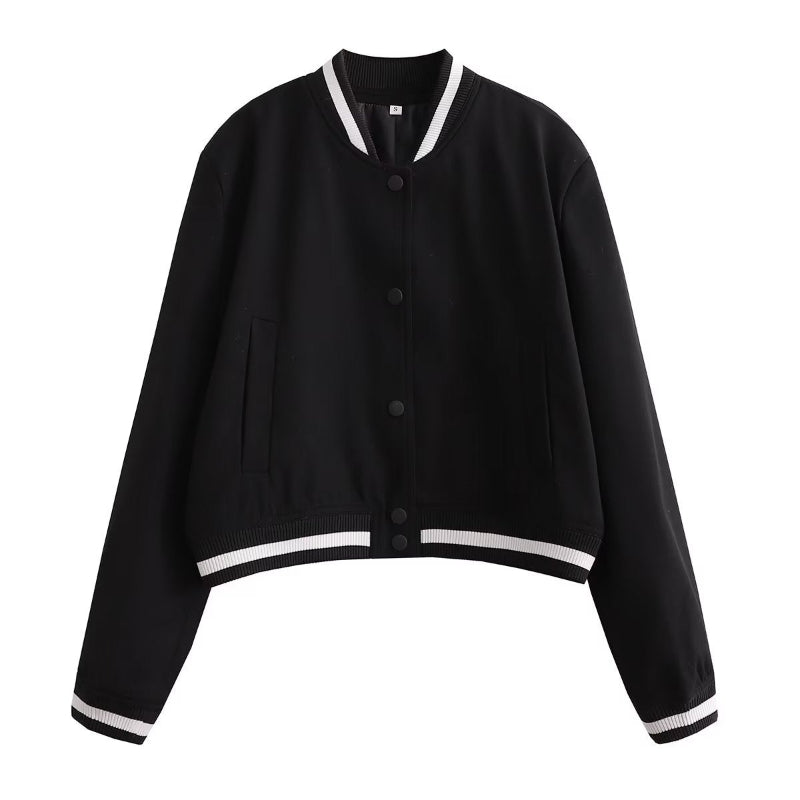 O-Neck Solid Color Casual Jacket With Pockets For Women