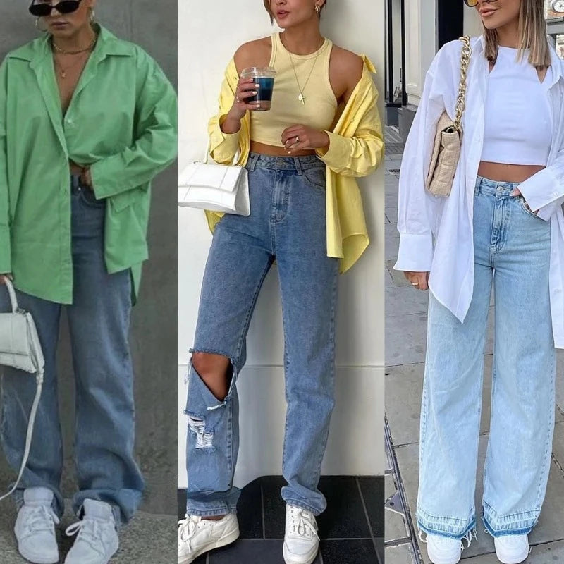 Trendy & Timeless: The Oversized Long Sleeve Shirt (Candy Colors)