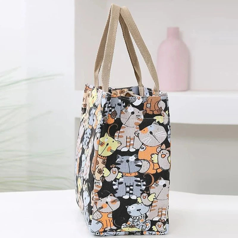 ✨ Tote-ally Adorable: Canvas Bag With Cartoon Pattern ✨
