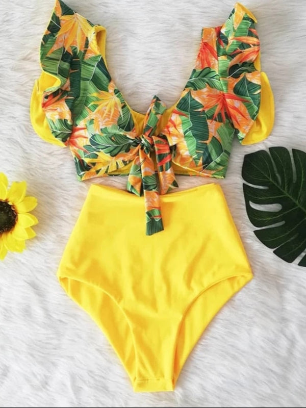 High Waist Ruffle Bikini Set