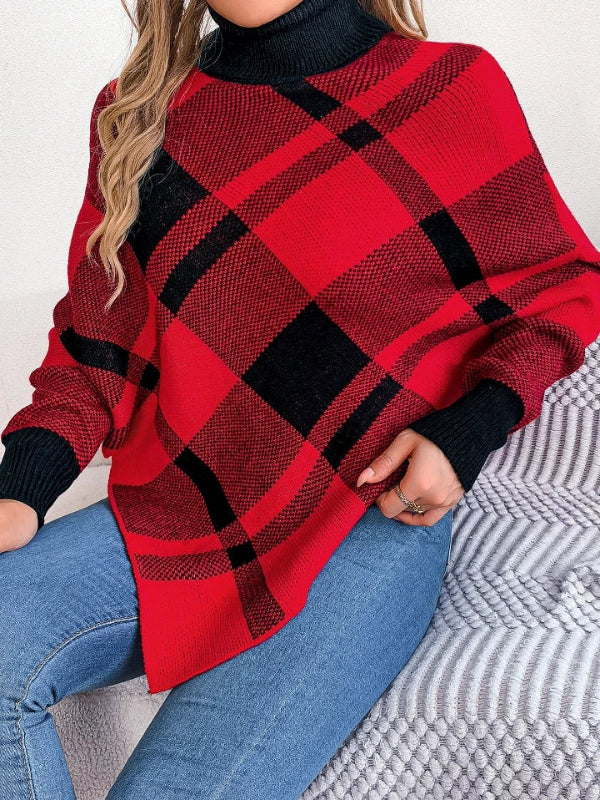 Modern Comfort "Plaid Edition": Women's Batwing Sleeve Sweater