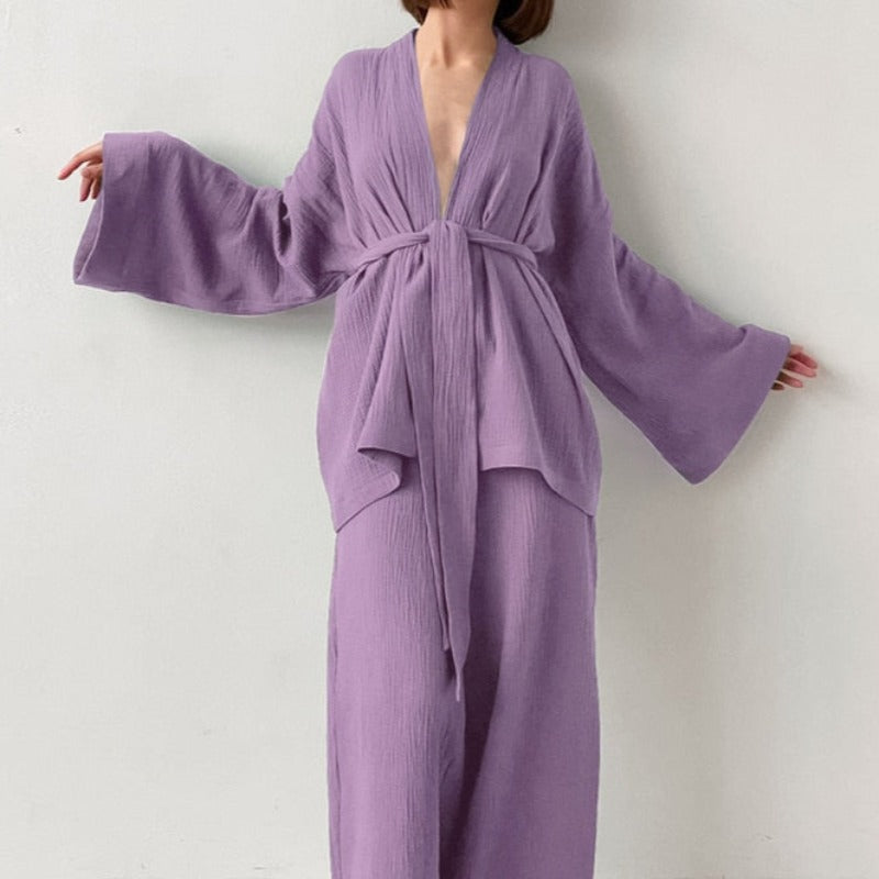 Awaken Your Inner Goddess: Luxurious 100% Cotton Kimono Pjs