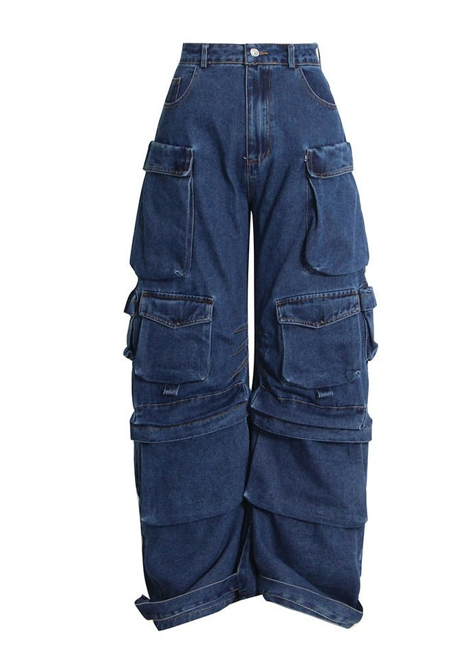 Pocket Symphony: Cargo Jeans In Patchwork Harmony