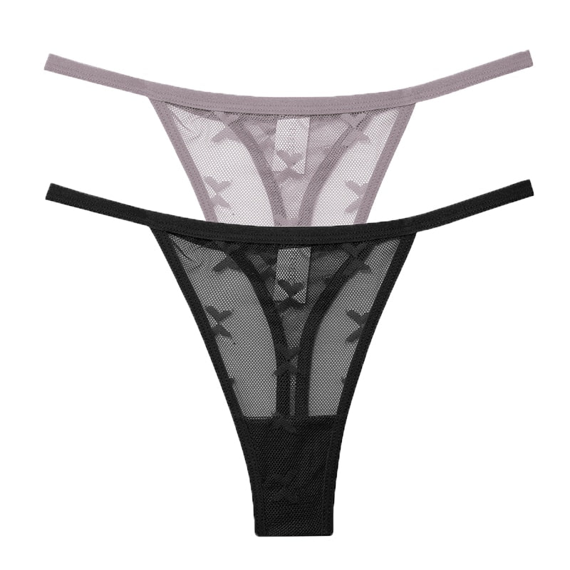 2 PCS Elegant Transparent Thong: Seamless, Breathable & Comfortable