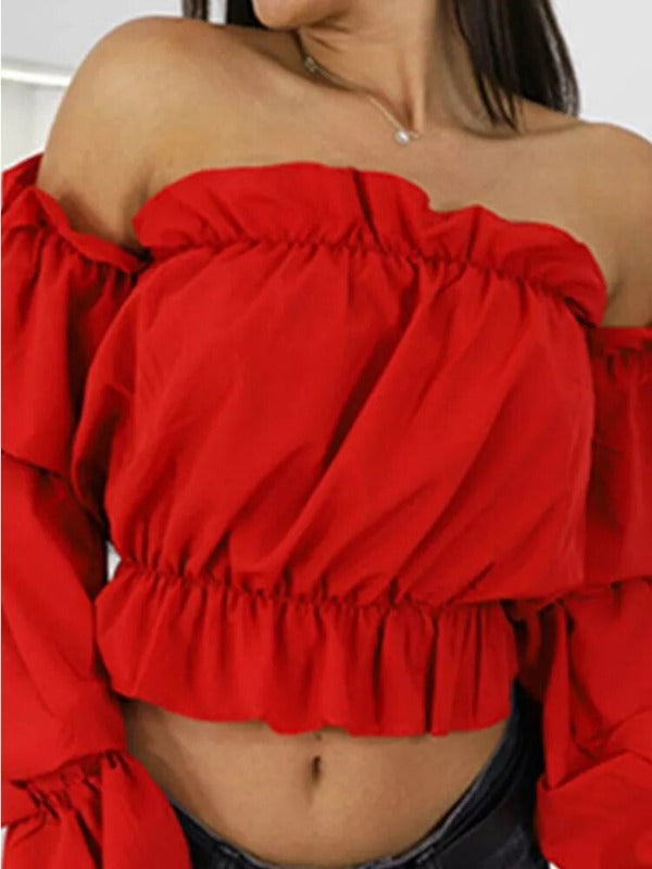 Summer Sweetness: Off-Shoulder Playful Crop Top