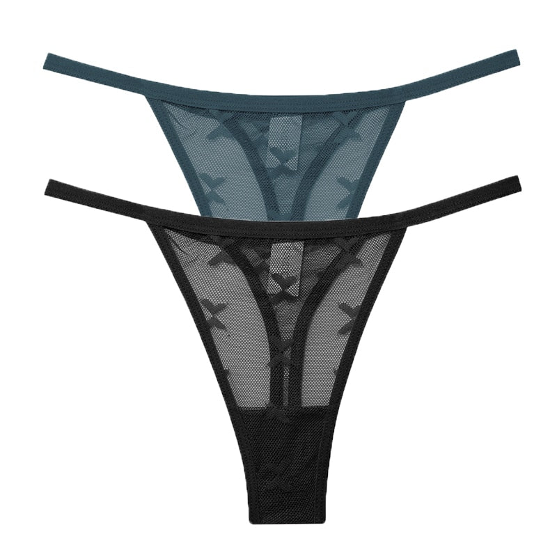 2 PCS Elegant Transparent Thong: Seamless, Breathable & Comfortable