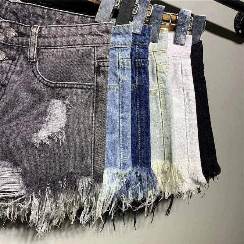 Breezy & Bold: A-Line Ripped Denim Shorts
