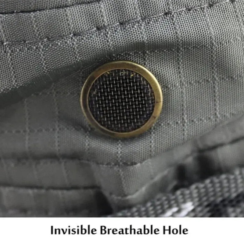 Close-up of a textured fabric surface with an invisible breathable hole feature.