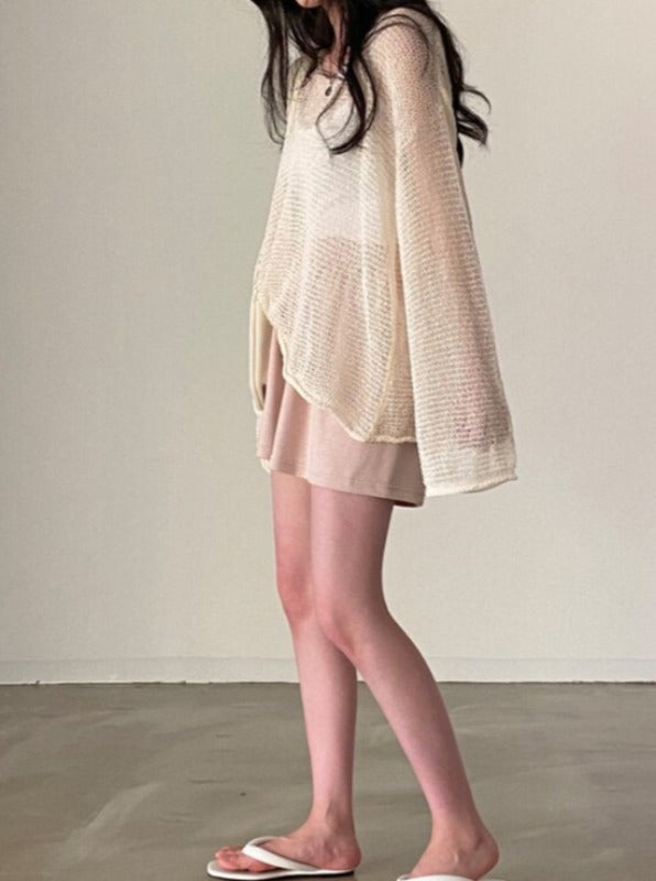Effortless Edge: Oversize Hollow Out Pullover (Soft Fabric, Everyday Wear)