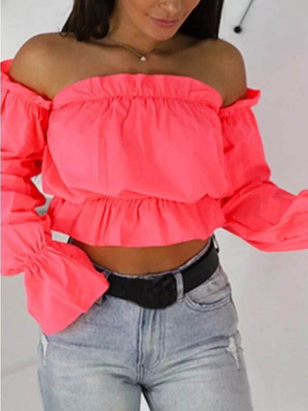 Summer Sweetness: Off-Shoulder Playful Crop Top