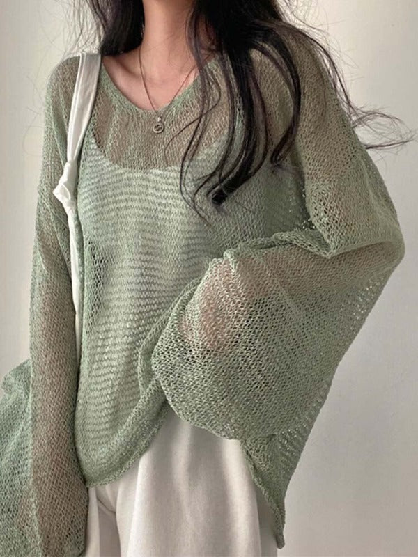 Effortless Edge: Oversize Hollow Out Pullover (Soft Fabric, Everyday Wear)