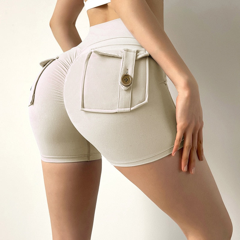 High-Waisted Push-Up Shorts With Pockets