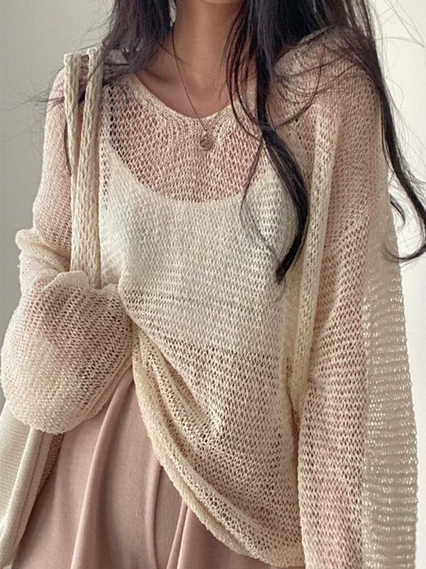 Effortless Edge: Oversize Hollow Out Pullover (Soft Fabric, Everyday Wear)