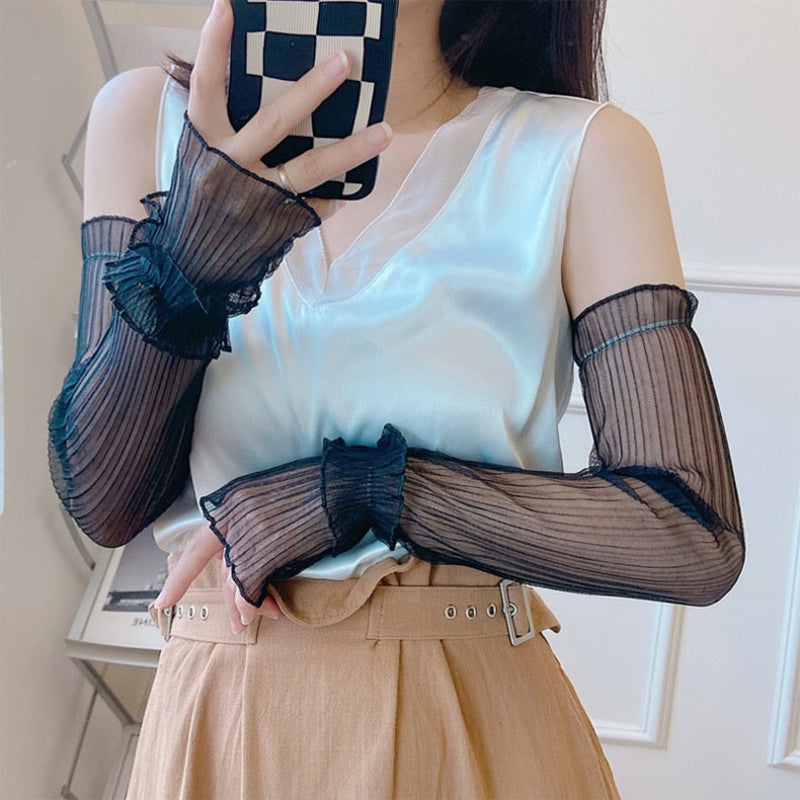Sun Protection Lace Fingerless Full Arm Coverage
