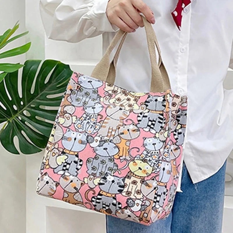 ✨ Tote-ally Adorable: Canvas Bag With Cartoon Pattern ✨