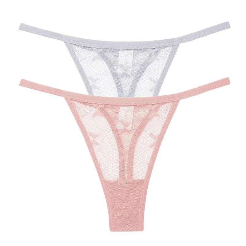 2 PCS Elegant Transparent Thong: Seamless, Breathable & Comfortable