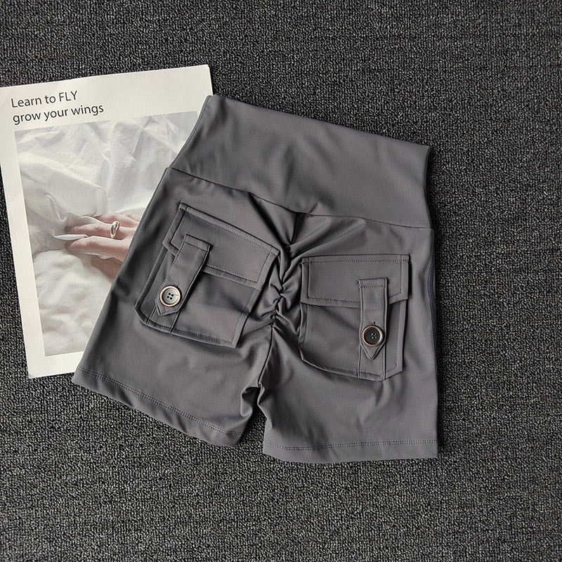High-Waisted Push-Up Shorts With Pockets