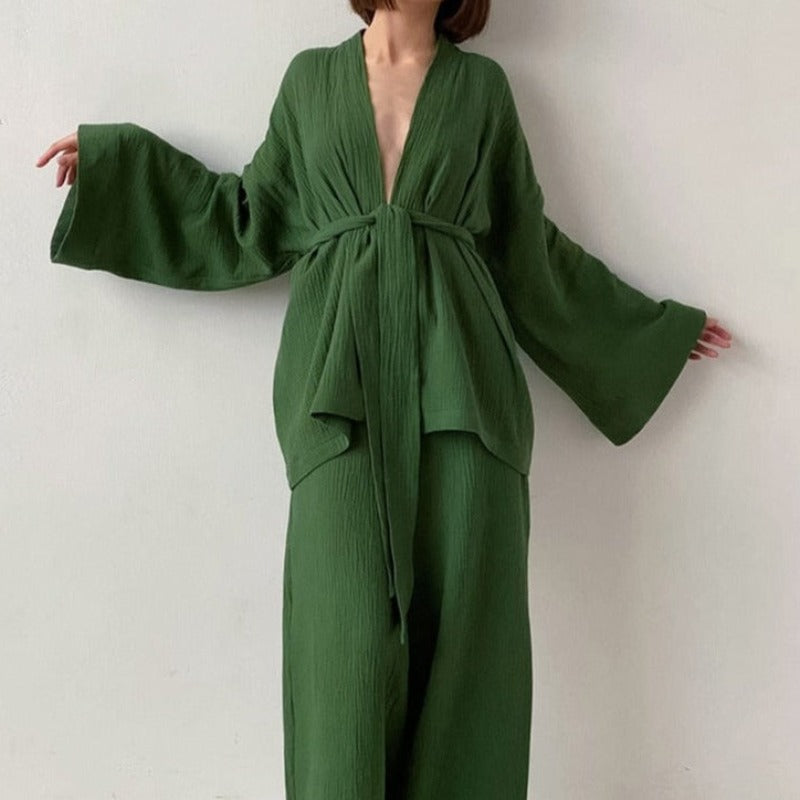 Awaken Your Inner Goddess: Luxurious 100% Cotton Kimono Pjs