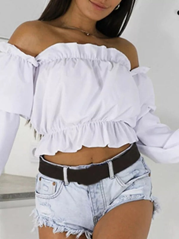 Summer Sweetness: Off-Shoulder Playful Crop Top