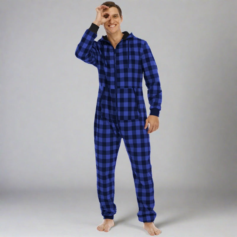 Chill Like A Lumberjack: Flannel Check Hooded Onesie