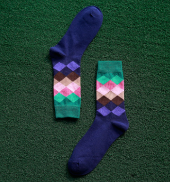 Colorful Comfort: Diamond Pattern, Cotton Socks