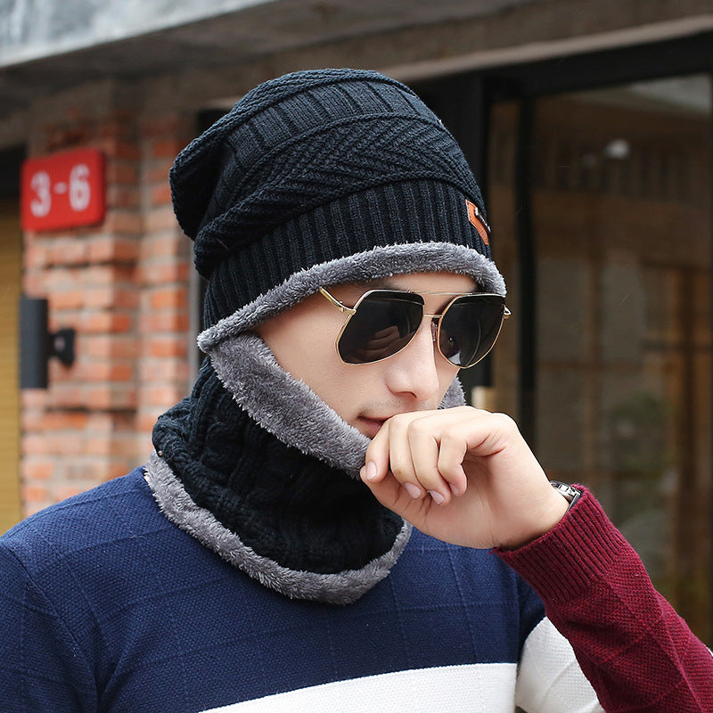 Top It Off In Style: Knitted Wool Beanie & Neck Bib Set