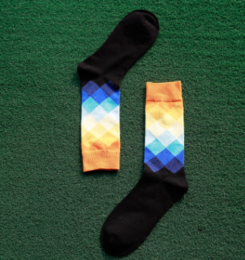 Colorful Comfort: Diamond Pattern, Cotton Socks