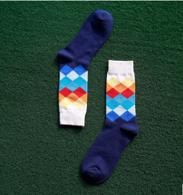 Colorful Comfort: Diamond Pattern, Cotton Socks