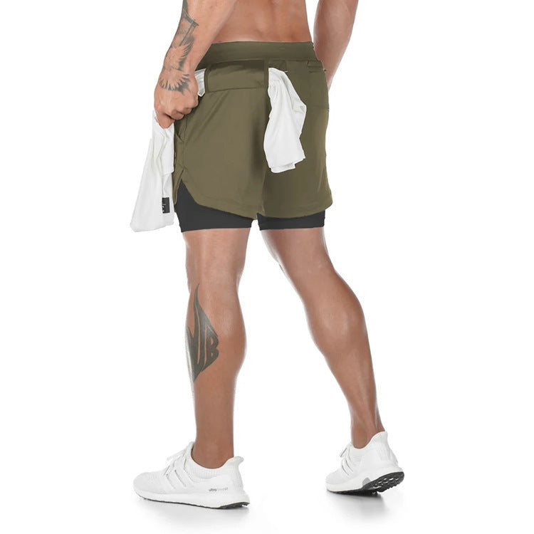 Multi-Pocket Loose Double Layer Track Shorts