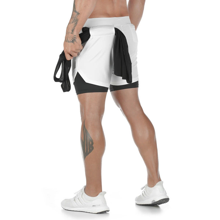 Multi-Pocket Loose Double Layer Track Shorts