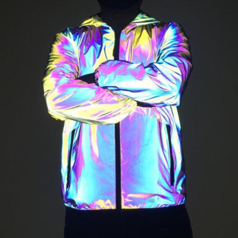 Shine Bright, Hustle Hard: Reflective Hooded Jacket