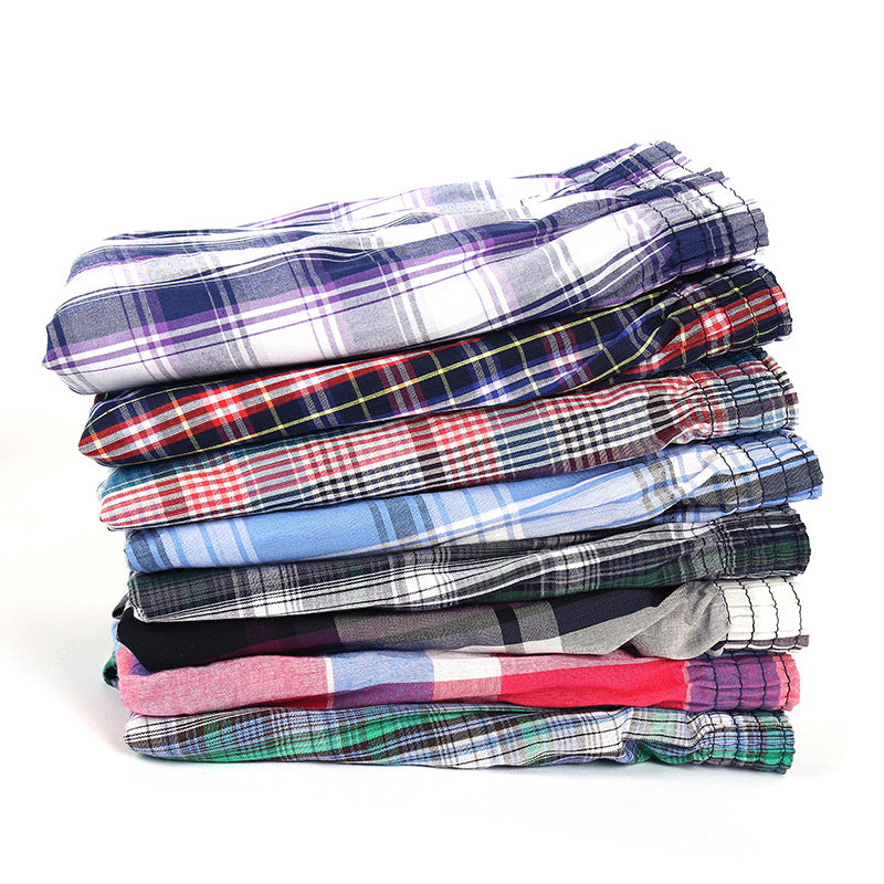 Plaid Comfort: 5pcs Breathable Loose-Fitting Boxers