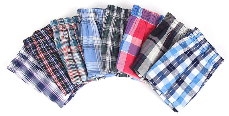 Plaid Comfort: 5pcs Breathable Loose-Fitting Boxers